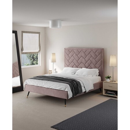 Manhattan Comfort Crosby Queen-Size Bed in Blush BD009-QN-BH